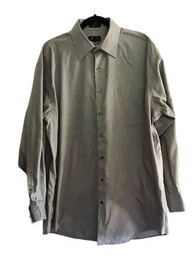 AXCESS- MENS STRIPED GREY 100% COTTON NON-IRON BUTTON-DOWN SHIRT SIZE NECK 17